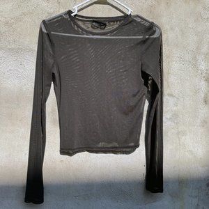 UO Mesh/Sheer Black Long Sleeve Top